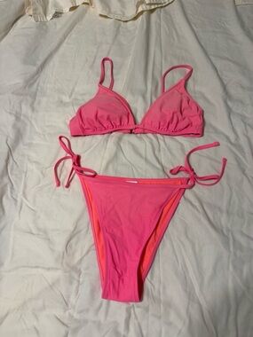 Xhilaration Neon Pink Tie-Side Bikini Bottoms